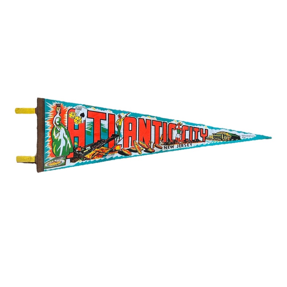 Vintage 70s | Atlantic City New Jersey Impko Landmark Destination Pennant Flag